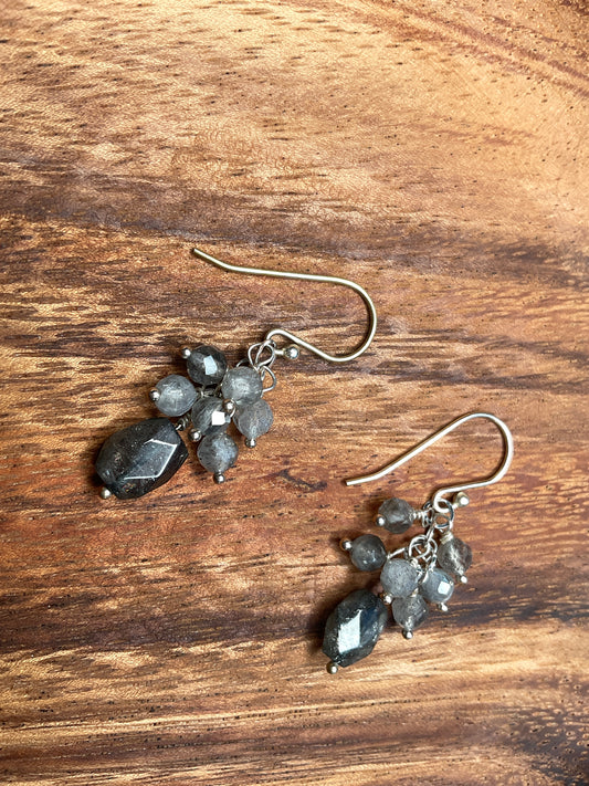 Labradorite Drop Cluster Earrings